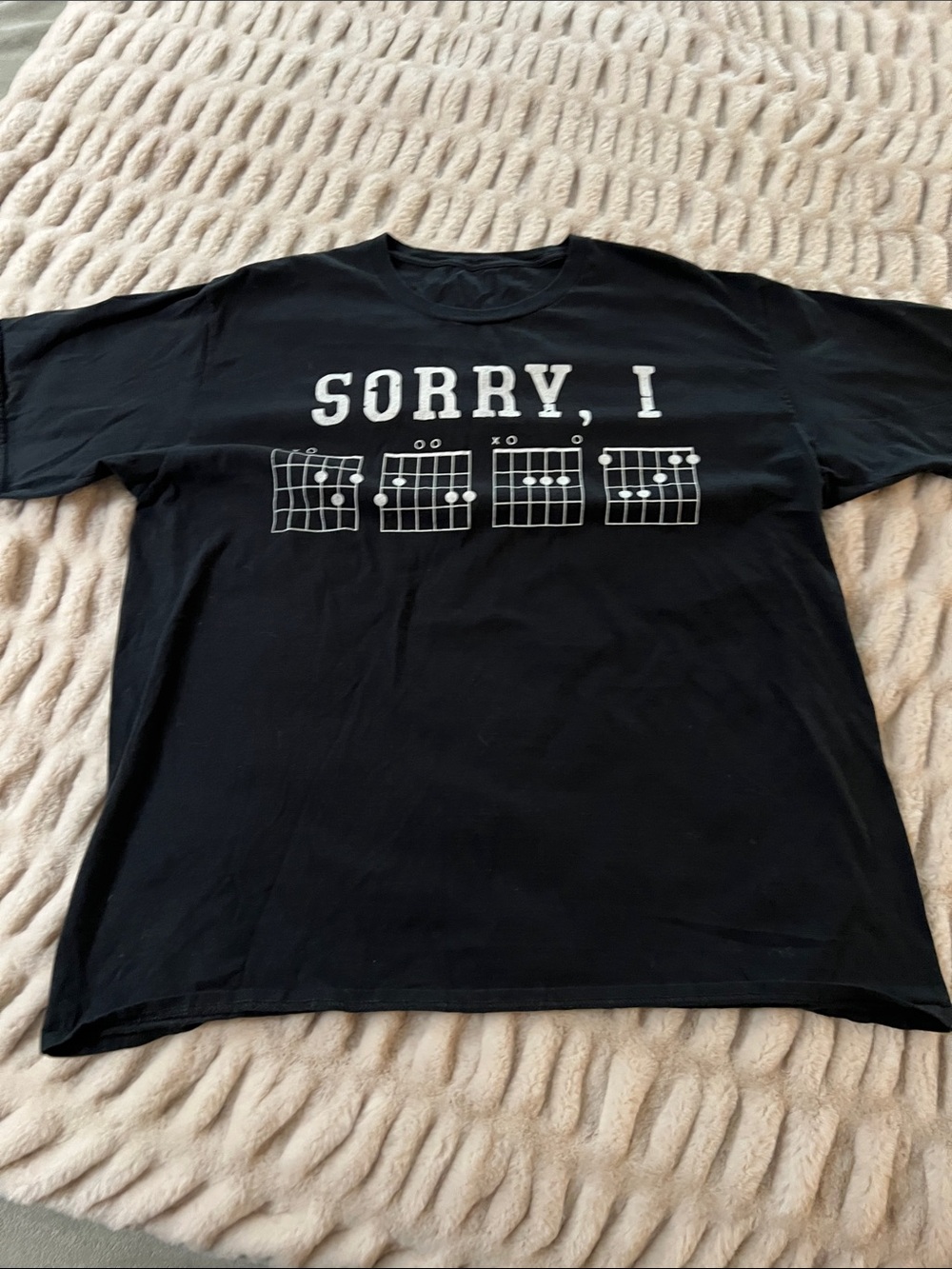 Black Graphic 'SORRY, I' Guitar Chord T-Shirt - Men's